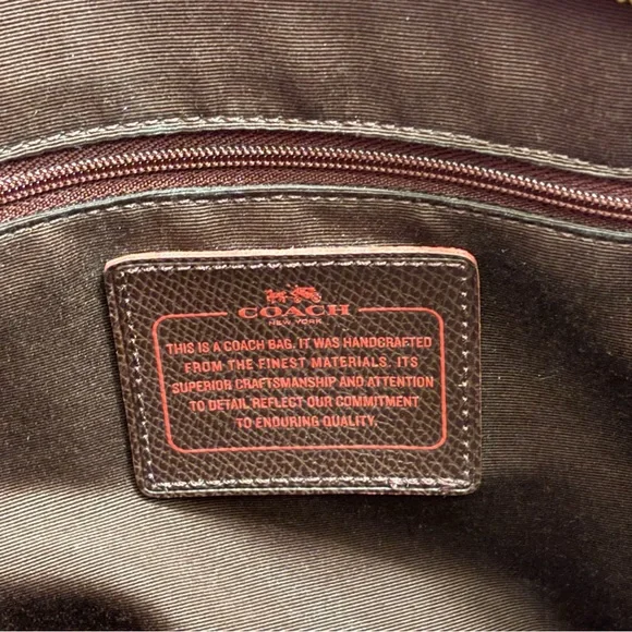 Coach Red Pebbled Leather Tote with Gold Accents - Picture 8 of 14